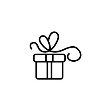 Web line icon. Gift, festive box. black on white background Stock Illustration
