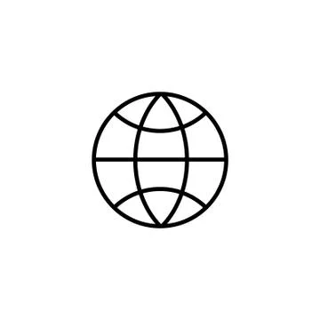 Web line icon. Globe black on white background Stock Illustration