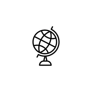 Web line icon. Globe black on white background Stock Illustration