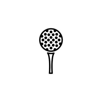 Web line icon. Golf, golf ball on tee Stock Illustration