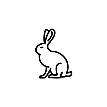 Web line icon. Hare, rabbit black on white background Stock Illustration