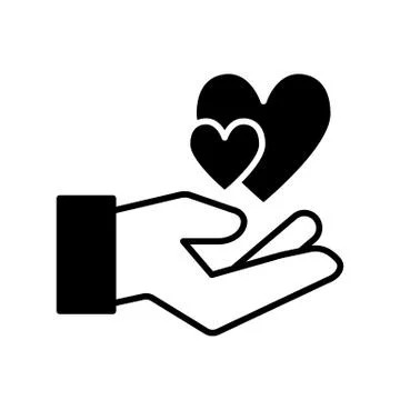 Web line icon. Heart in hand. Vector isolated on white. solid design Stockillustratie