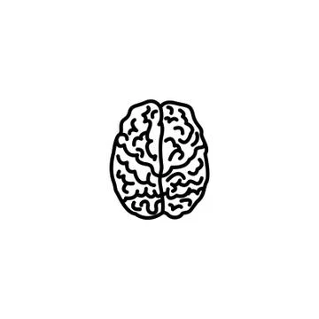 Web line icon. Human brain black on white background Stock Illustration