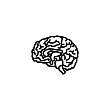 Web line icon. Human brain black on white background Stock Illustration