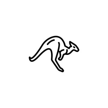 Web line icon. Kangaroo; wild animals black on white background Stock Illustration