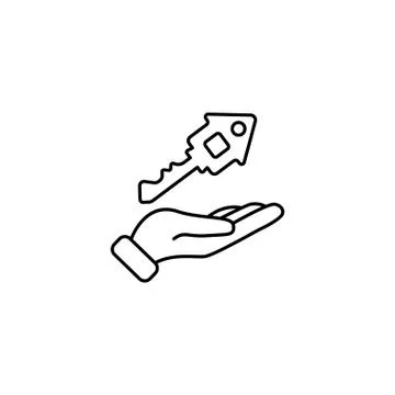 Web line icon. Key in hand black on white background Stock Illustration