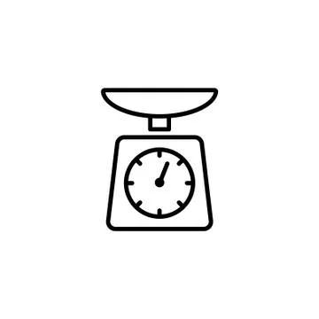 Web line icon. Kitchen scales black on white background Stock Illustration