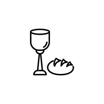 Web line icon. Lord's Supper, communion, Bread and Wine Stock Illustration