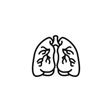 Web line icon. Lungs black on white background Stock Illustration