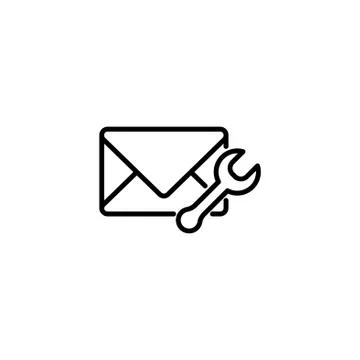 Web line icon. Message settings, Wrench and envelope Stock Illustration