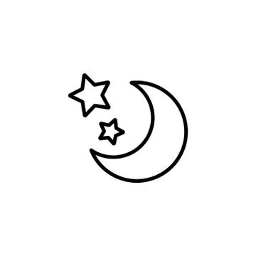 Web line icon. Moon and Stars black on white background Illustrazione stock