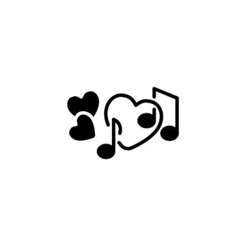 Web line icon. Notes and heart, melody of Love Stock Illustration