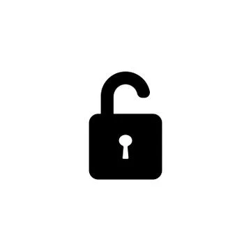 Web line icon. Padlock black on white background Stock Illustration