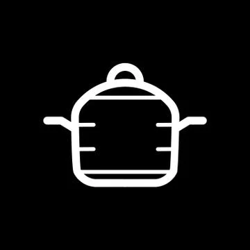 Web line icon. Pan, saucepan vector isolated on black. Stock Illustration