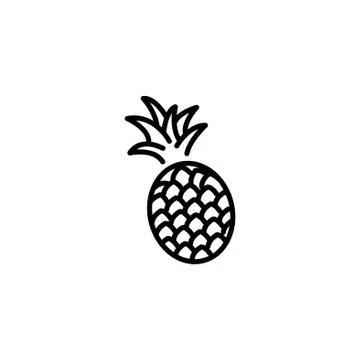 Web line icon. Pineapple black on white background Illustrazione stock