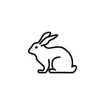 Web line icon. Rabbit, bunny black on white background Stock Illustration