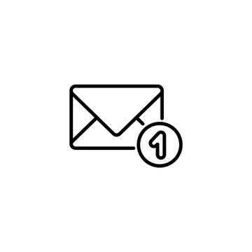 Web line icon. Received message black on white background Stock Illustration