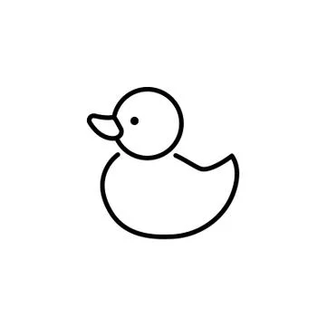 Web line icon. Rubber duck, baby toy Stock Illustration