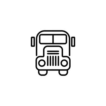 Web line icon. School bus black on white background Stock Illustration