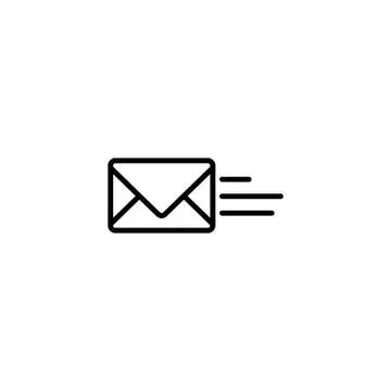 Web line icon. Sending a message black on white background Stock Illustration