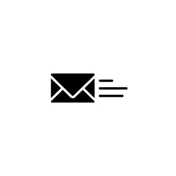 Web line icon. Sending a message black on white background Illustrazione stock