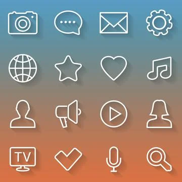 Web line icon set on gradient background Stock Illustration