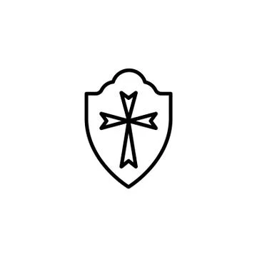 Web line icon. Shield. black on white background Stock Illustration