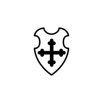 Web line icon. Shield. black on white background Illustrazione stock