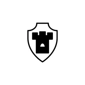 Web line icon. Shield. black on white background Stock Illustration