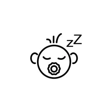 Web line icon. Sleeping child black on white background Stock Illustration
