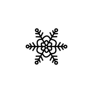 Web line icon. Snowflake black on white background Illustrazione stock