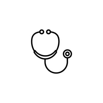 Web line icon. Stethoscope black on white background Stock Illustration