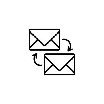 Web line icon. Synchronization messages black on white background Stock Illustration