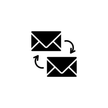 Web line icon. Synchronization messages black on white background Stock Illustration