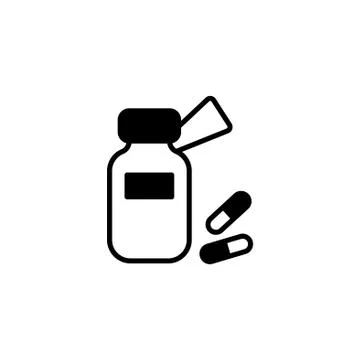 Web line icon. Tablets , Vitamins, Pills black on white background Stock Illustration