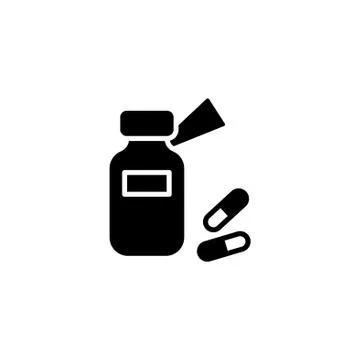 Web line icon. Tablets , Vitamins, Pills black on white background Stock Illustration