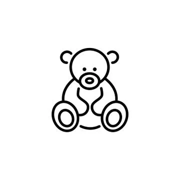 Web line icon. Teddy bear, children's toy Stock Illustration