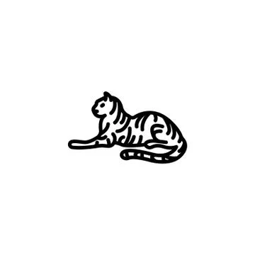Web line icon. Tiger; wild animals black on white background Stock Illustration