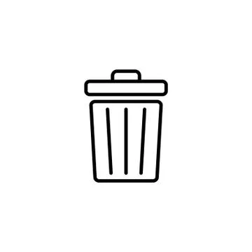 Web line icon. Trash can black on white background Stock Illustration