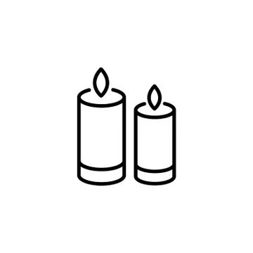 Web line icon. Two candles. black on white background Stock Illustration