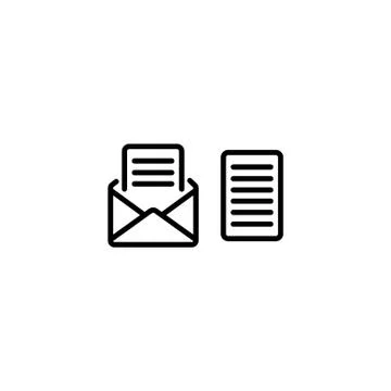 Web line icon. View Post, message black on white background Illustrazione stock