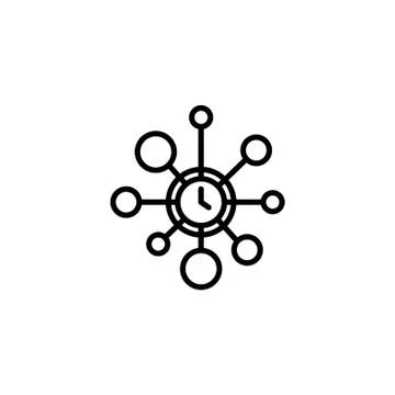 Web line icon. Wall clock, decoration black on white background Stock Illustration