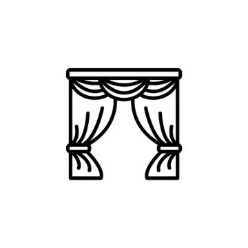 Web line icon. Window curtain black on white background Stock Illustration