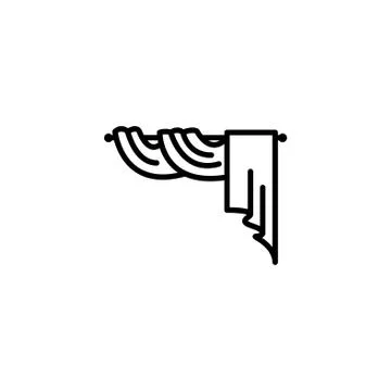 Web line icon. Window curtain black on white background Stock Illustration