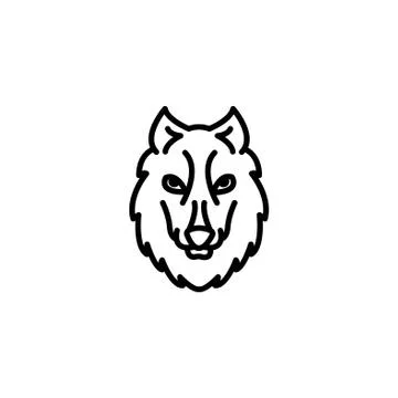 Web line icon. Wolf; wild animals black on white background Stock Illustration