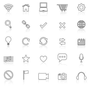 Web line icons with reflect on white Stock Illustration