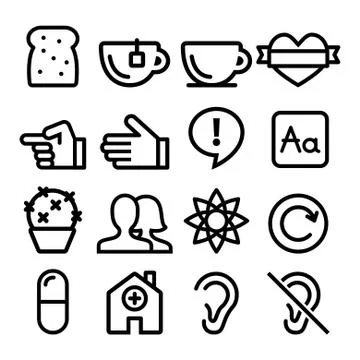Web line icons, Website navigation flat design icon collection Stock Illustration