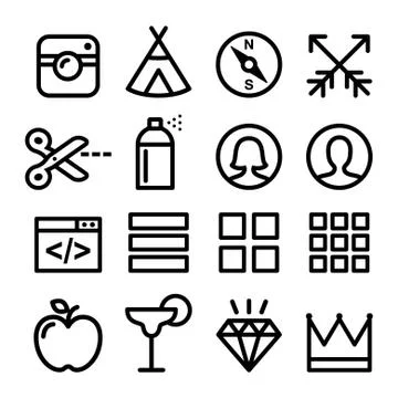 Web line icons, Website navigation flat design icon collection Stockillustratie