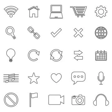 Web line icons on white background Stock Illustration