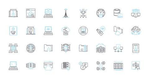 Web linear icons set. Internet, Online, Website, Browser, HTML, CSS, JavaScript Illustrazione stock